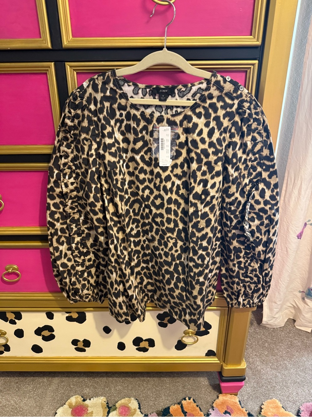 J. Crew Beige and Black Leopard Print Top
